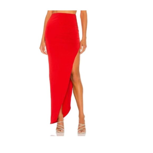 Nookie Aria Skirt Women's Size S Fiery Red High-Waisted Maxi with Side Slit - Picture 1 of 11
